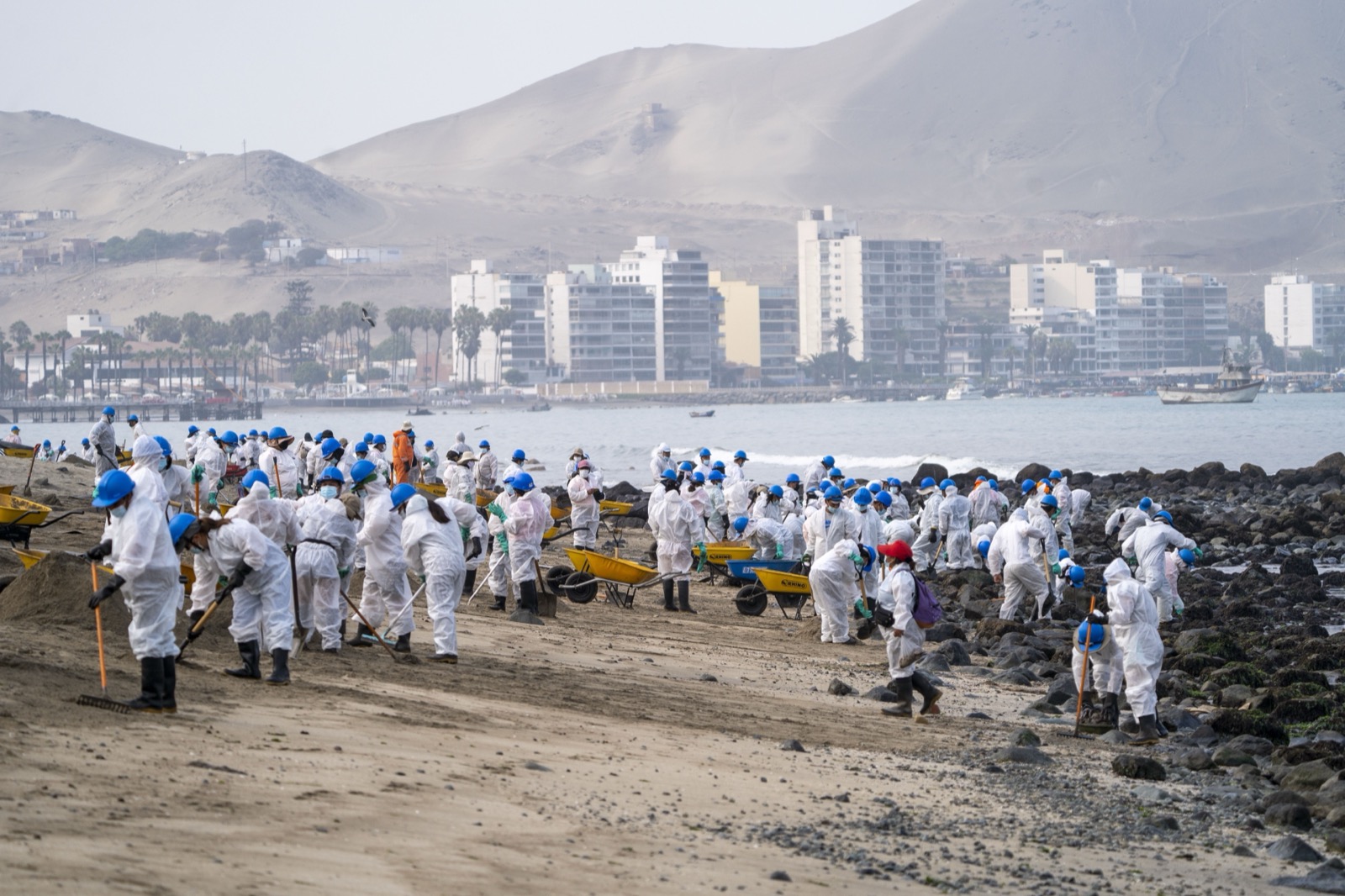 Oil spill cleanup panoramic